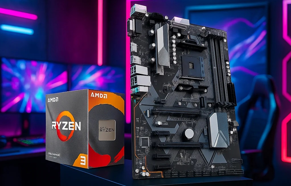 باندل مادربرد استوک b450 plus به همراه r3 3100 پردازنده استوک